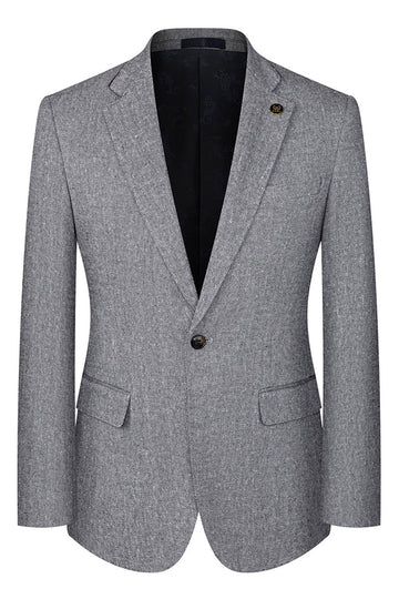 3 Piece Slim Fit Notched Lapel Men's Grey Suits